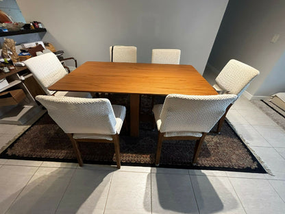 Conjunto de Jantar Mesa Avena 6 Cadeiras Ella - Canella c Off White