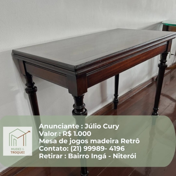 Mesa de Jogos Madeira Retrô